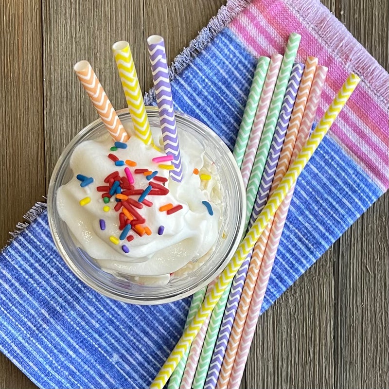 Outside the Box Papers Pastel Chevron Paper Straws - Easter Straws - 100 Pack Pink, Light Blue, Yellow, Green - Image 5